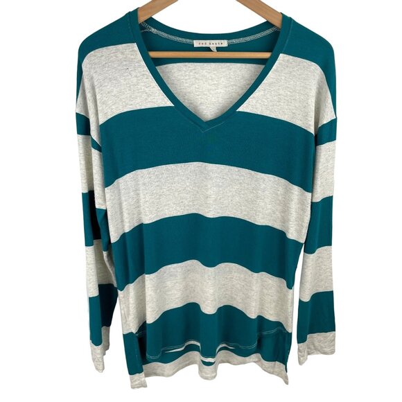 Red Haute Womens Size Large Multicolor Striped Long Sleeve V Neck Shirt - Picture 1 of 7